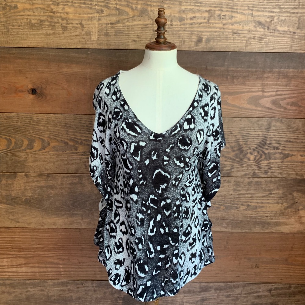 Paraphrase Black & White Leopard Knit Sweater